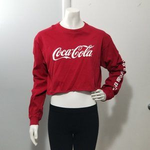 Coca Cola Long Sleeve Crop Top Red L